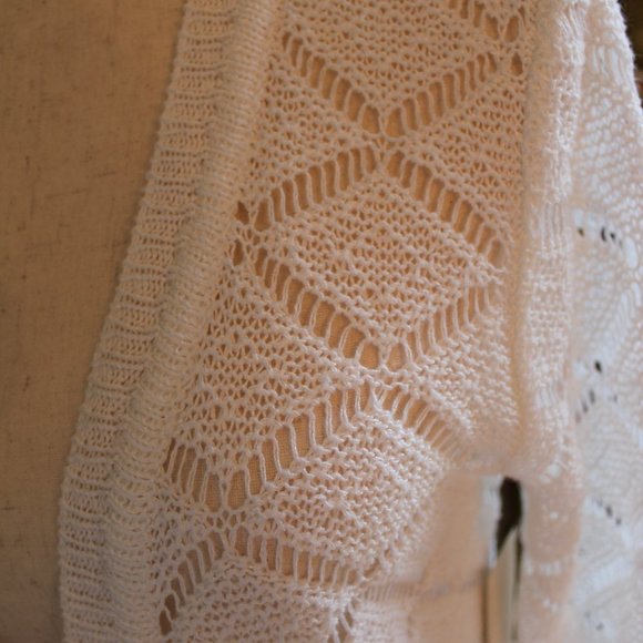 NWT Coldwater Creek Women's White Crochet Long-Sleeve Cardigan Size S/8 - Picture 6 of 11